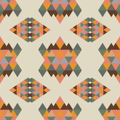 Navajo tribal vector seamless pattern. Native American ornament. Ethnic South Western decor style. Boho geometric ornament. Vector seamless pattern. Mexican blanket, rug. Woven carpet illustration