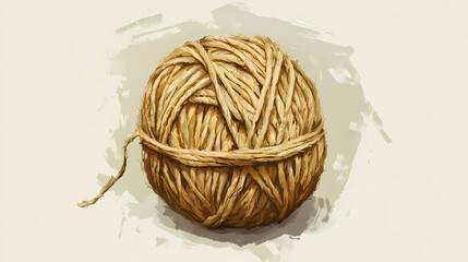Packing twine. ball of twine with paper adhesive tape for packing and wrapping. Twine. Illustration