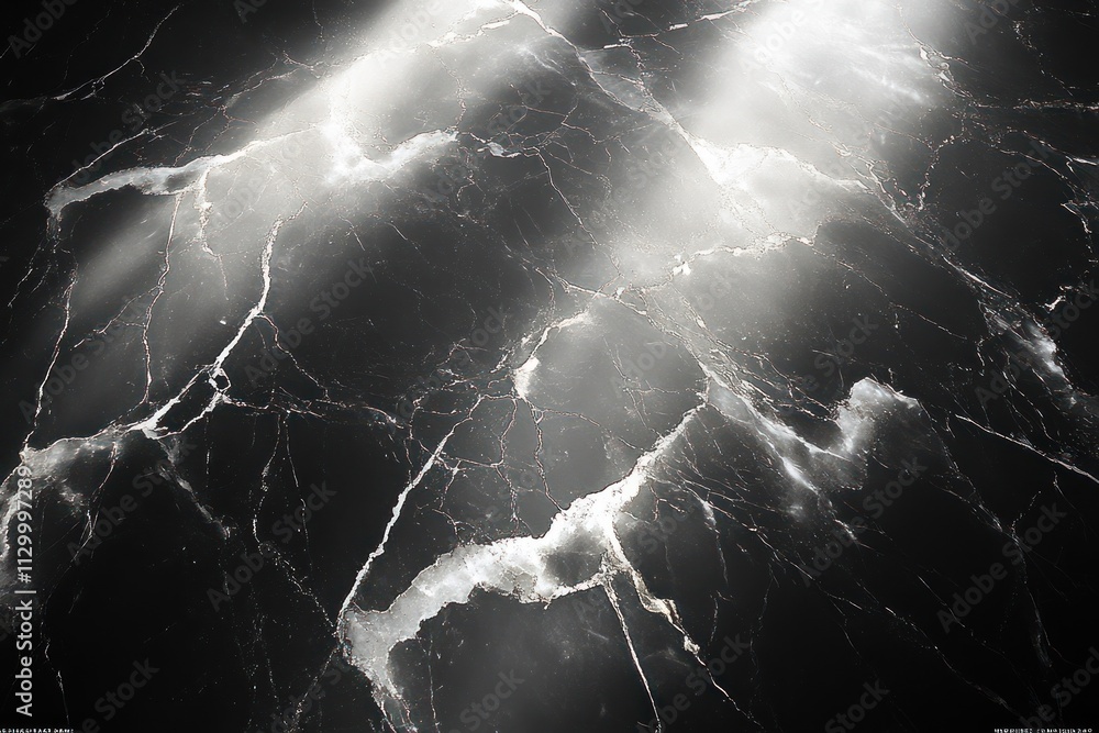 Aufkleber black marble table surface with white veining in a decorative interior setting for product display