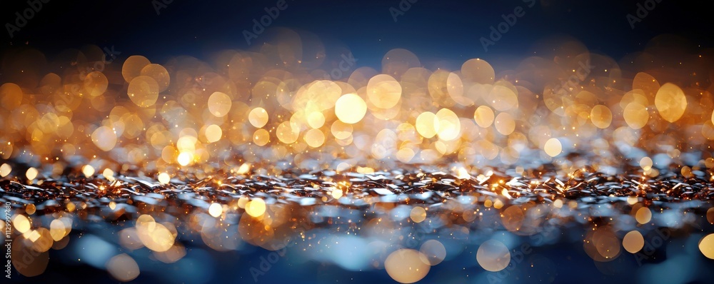 Poster sparkling golden bokeh with glimmering lights and soft focus for use in elegant backgrounds and stun