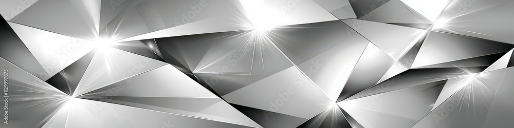 Poster abstract silver background with geometric shapes and metallic texture for use in modern design and c