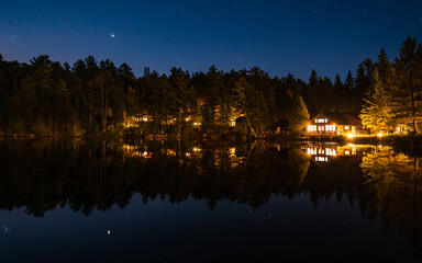 starry night view of the lake