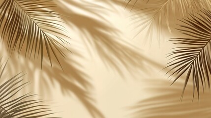 beige background with the shadow of palm leaves on it  