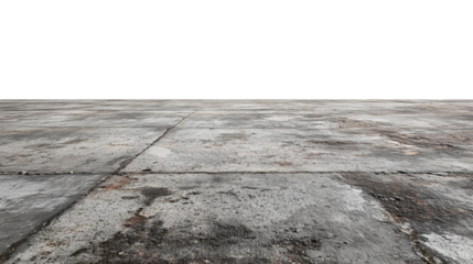 Dirty concrete floor tile isolated on transparent background cutout