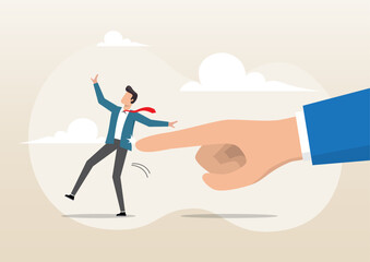 boss finger nudge businessman employee