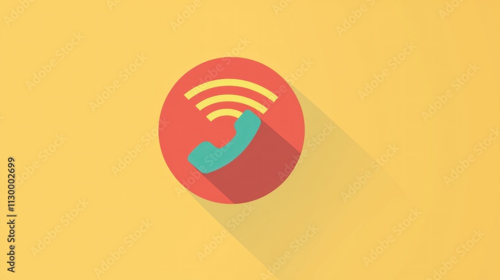 Poster a minimalist phone icon with a receiver symbol and a calling signal, designed in a flat, modern styl