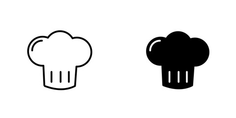 Chef hat outlined and solid icon vector collection.