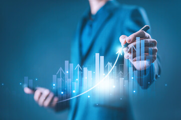 graph stock market economics, chart growth business to success globally. concept of investment,...