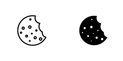 Cookie outlined and solid icon vector collection.