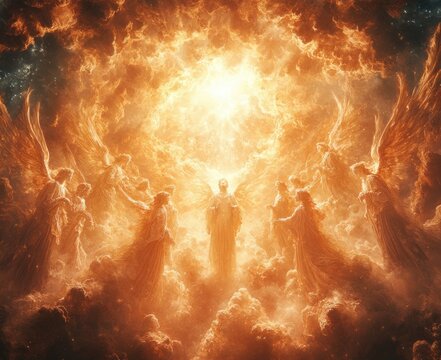 Serene Angels in Celestial Gathering Ceiling Fresco in Church in Morgex Italy