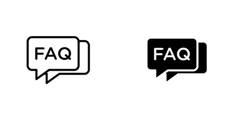 FAQ outlined and solid icon vector collection.