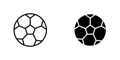 Football outlined and solid icon vector collection.