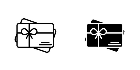 Gift voucher outlined and solid icon vector collection.