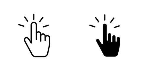 Hand click outlined and solid icon vector collection.