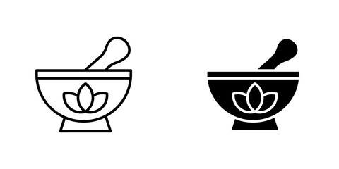 Herbal medicine outlined and solid icon vector collection.