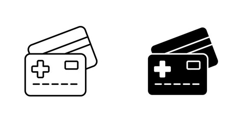 Insurance card outlined and solid icon vector collection.