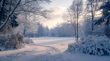 Obraz premium Winter landscape covered in snow