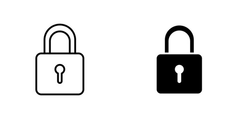 Lock closed outlined and solid icon vector collection.