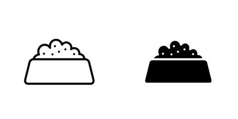 Pet food outlined and solid icon vector collection.