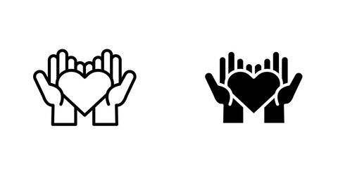 Obraz premium Philanthropy outlined and solid icon vector collection.