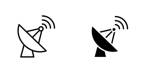 Satellite dish outlined and solid icon vector collection.