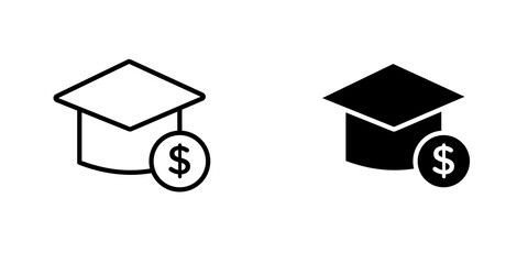 Scholarship outlined and solid icon vector collection.