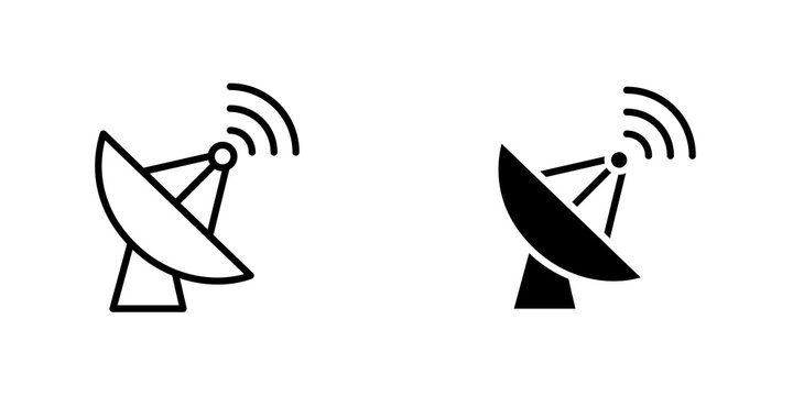 Satellite dish outlined and solid icon vector collection.