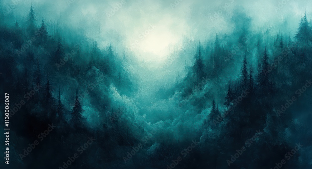 Poster teal and dark green gradient ethereal glow background abstract texture design