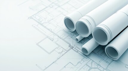 Conceptual blueprint of urban drainage system, minimalist civil engineering focus, clean and technical line work, grayscale design