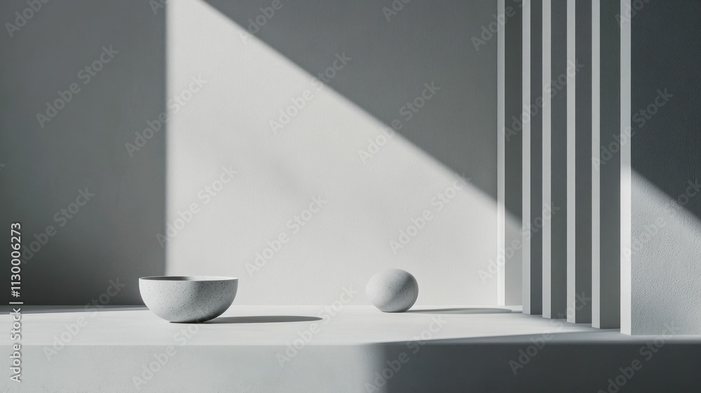 Aufkleber minimalist architecture, modern design, shadows, abstract composition, serene atmosphere a simple sc