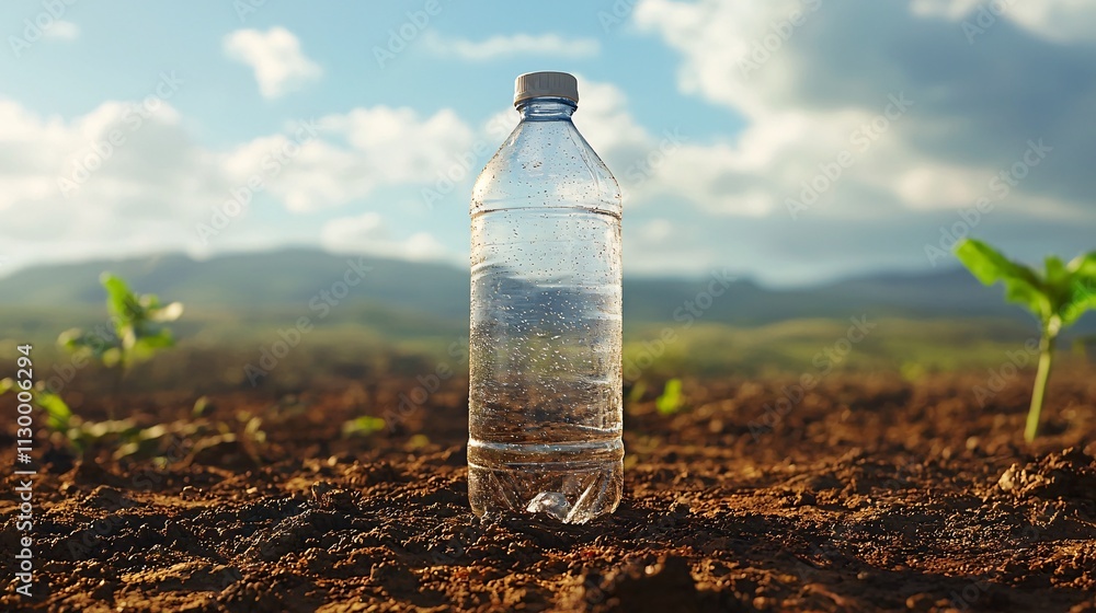 Poster A water purification initiative supported by volunteers in a drought-prone region Stock Photo with side copy space