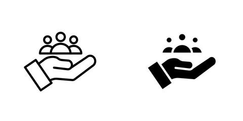 Obraz premium Teamwork outlined and solid icon vector collection.
