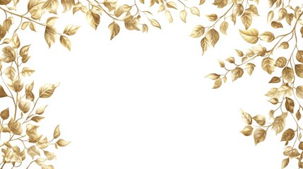 31.Concept 1: Gold vines frames and borders, golden hanging vine curtain design, botanical elements vector illustration set