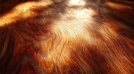 Naklejka premium Photorealistic Close-up of Polished Wooden Table with Natural Lighting Emphasizing Grain and Texture