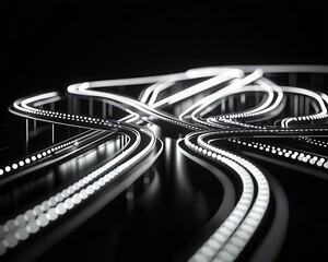 Naklejka premium Highresolution blueprint of a minimalist highway system, precise intersections, clean geometric lines, monochrome tones