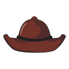 Cowboy Hat Illustration in Cartoon Design Style. Isolated Vector