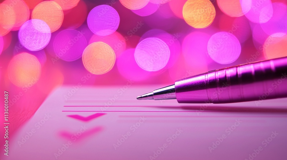 Poster An individual checking off completed goals on a list with a sense of accomplishment Stock Photo with side copy space