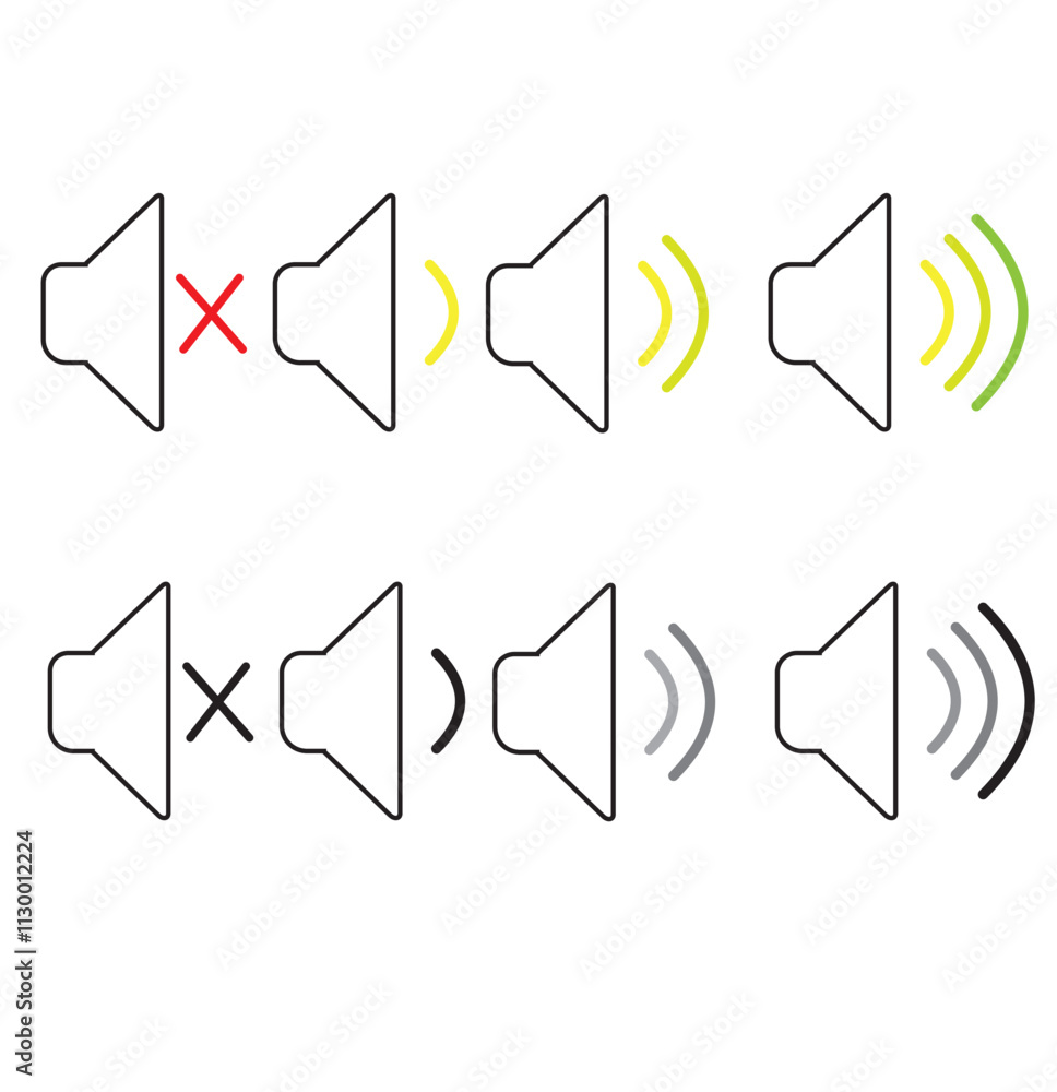 Poster volume up icon linear graphics set vector in black