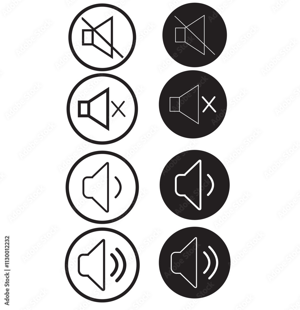 Poster volume up icon linear graphics set vector in black