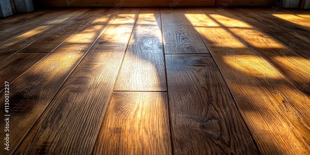 Poster wood floor texture close-up with natural lighting and grain patterns for interior design and archite