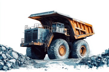Obraz premium Stylized Mining Vehicle on Muted Background