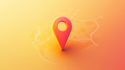 Location Pin on Abstract Map  GPS Navigation   D Rendering