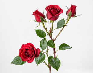 Naklejka premium Red velvet roses isolated on white background