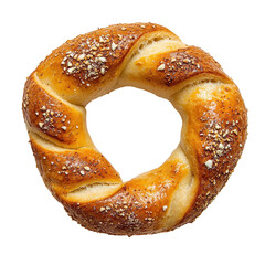 Freshly baked golden bagel with toppings.. transparent background