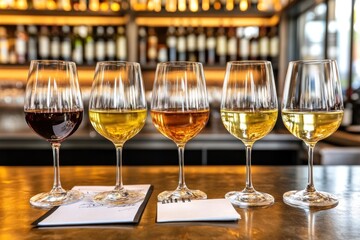 Wine Tasting: Four Glasses of Different Varieties