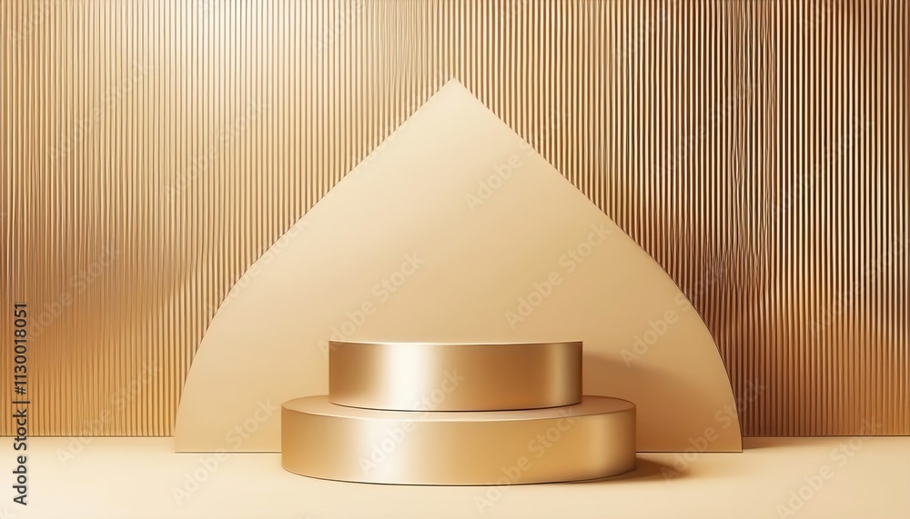 Poster a minimalistic golden background features geometric shapes, creating a modern and elegant display id