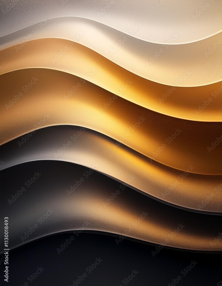 Poster layered, textured brown shapes illuminated from below, forming a simple and calming abstract design