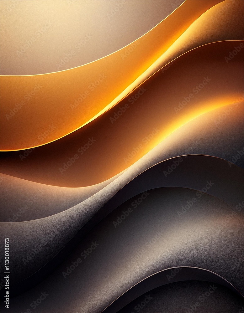 Poster undulating, textured brown shapes illuminated from below, creating a warm and elegant abstract patte