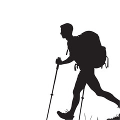  Hiking man Silhouettes. hiker with rucksacks and backpack silhouette.