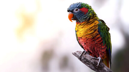 Naklejka premium A colorful parrot is perched on a branch